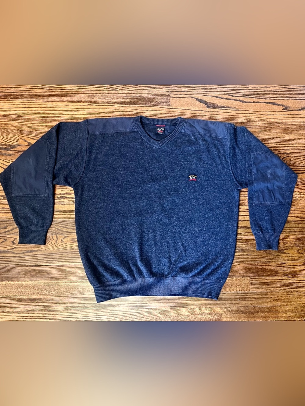 Vintage Paul & Shark Yachting Navy  V-neck made in Italy Wool-blend sweater 2XL